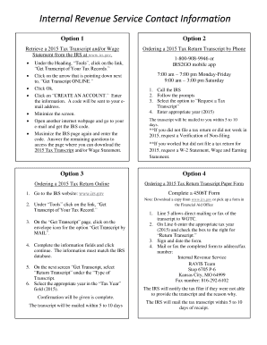 IRS 2015 Tax Transcript Request Guide