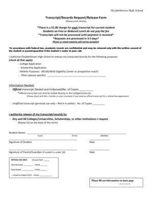 Secondary school transcript sample - Transcript/Records Request/Release Form - Elizabethtown ...