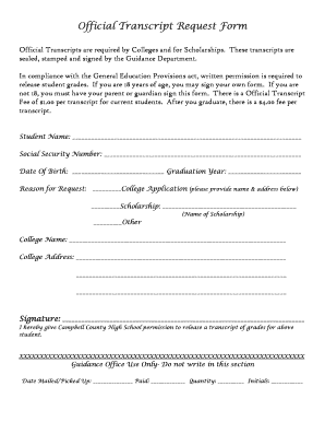 Official Transcript Request Form