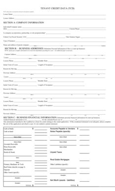 Tenant Credit Data Form