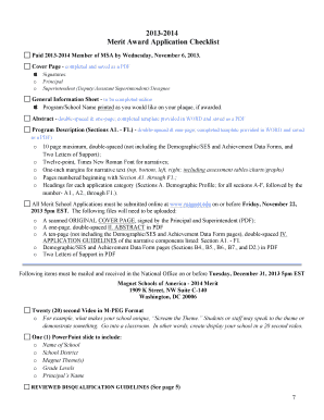 2013-2014 Merit Award Application Checklist