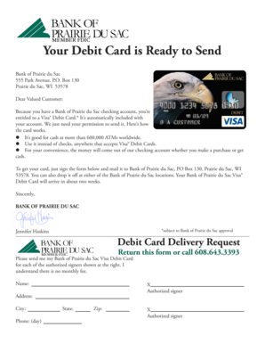 Bank of Prairie du Sac Debit Card Request Form