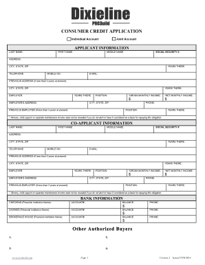Consumer Credit Application Agreement