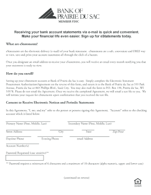 Bank of Prairie du Sac eStatement Authorization Agreement