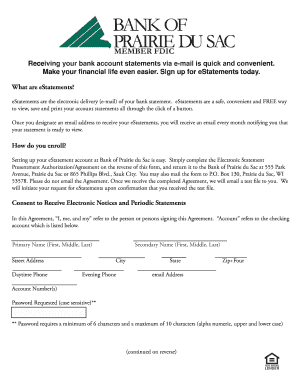 Bank of Prairie du Sac eStatement Authorization Agreement