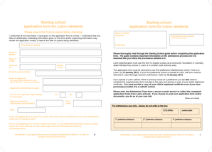 Starting School Application Form for Luton Residents
