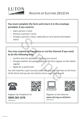 UK Electoral Register Update Form