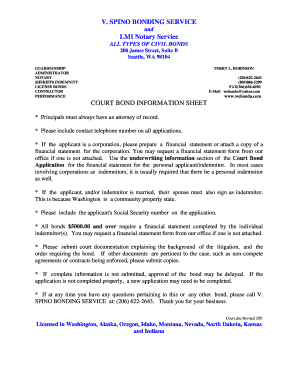 Court Bond Application Form