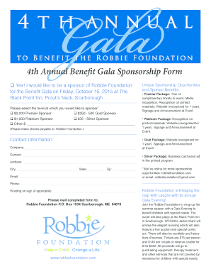 4th Annual Bene t Gala Sponsorship Form - Robbie Foundation