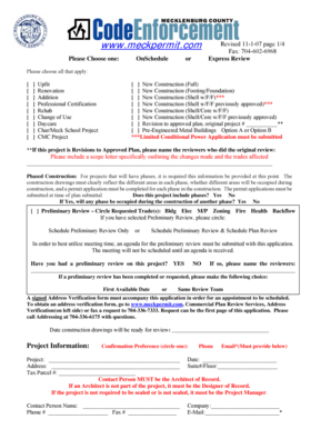 Mecklenburg County Construction Permit Application