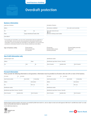 BMO Harris Business Overdraft Protection Application