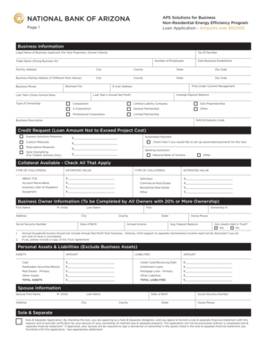 APS Non-Residential Energy Efficiency Loan Application