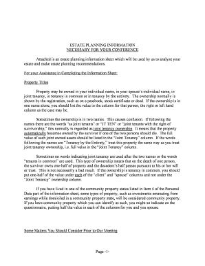 Estate Planning Information Sheet