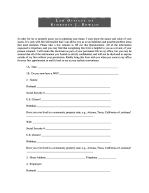 Estate Planning Questionnaire