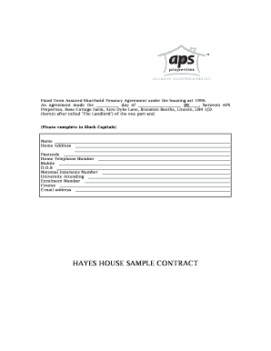 Fixed Term Assured Shorthold Tenancy Agreement