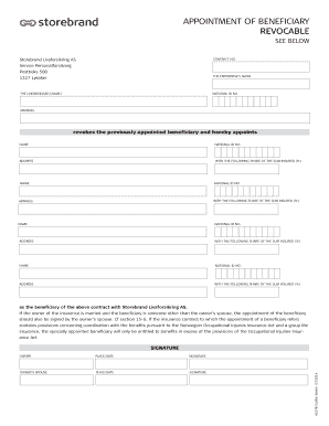 Norwegian Beneficiary Appointment Form