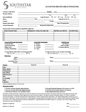 Accounts Receivable Financing Application