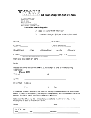 POF CE Transcript Request Form
