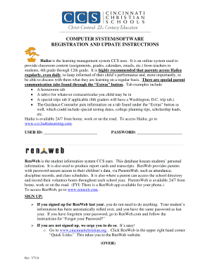 Cincinnati Christian Schools Registration Instructions