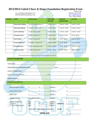 United Cheer & Dance Foundation Registration Form