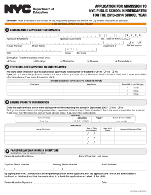NYC Public School Kindergarten Application