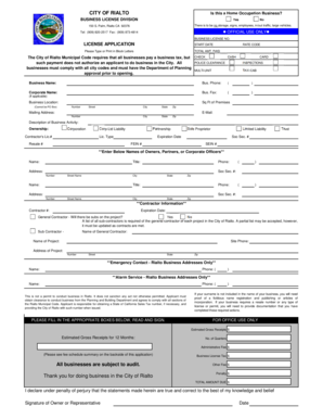 Rialto Business License Application