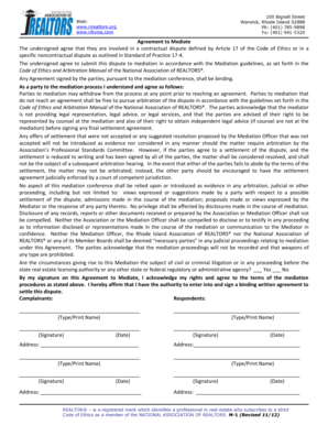Agreement to Mediate