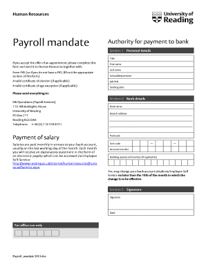 UK Payroll Mandate Form