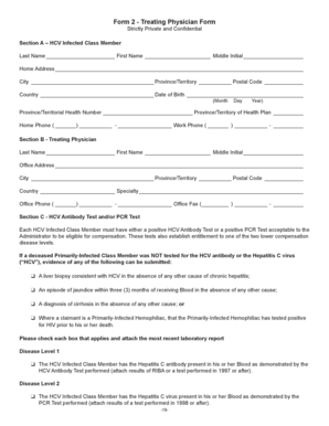 HCV Infected Class Member Form