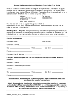 Medicare Prescription Drug Appeal Form