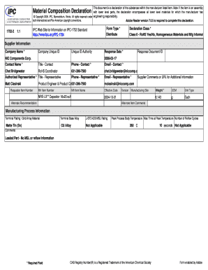 RoHS Material Composition Declaration Form