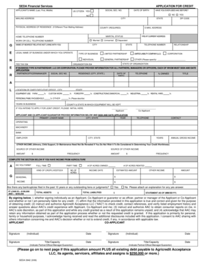 SEDA Financial Services Credit Application