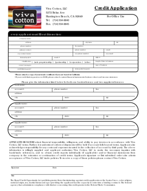 Viva Cotton Credit Application