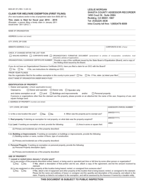California Welfare Exemption Claim Form