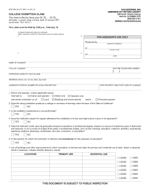 California College Exemption Claim Form