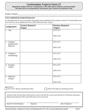 Continuation Projects Form