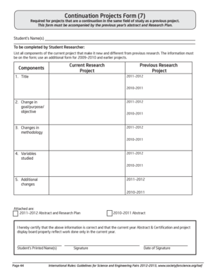 Continuation Projects Form