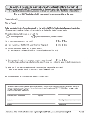 Regulated Research Supervision Form