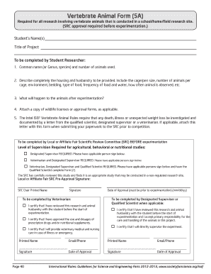 Vertebrate Animal Research Approval Form