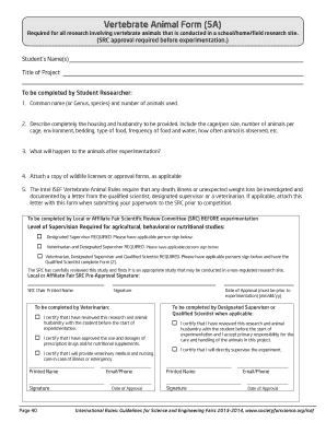 Vertebrate Animal Research Approval Form