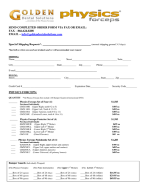 Dental Instruments Order Form