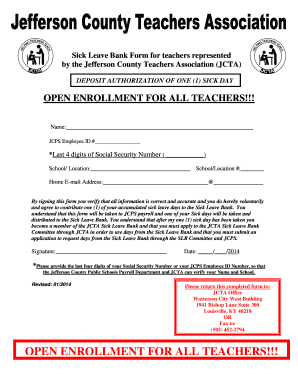 Sick Leave Bank Deposit Authorization Form