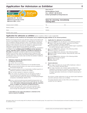 BioFach Vivaness Exhibitor Application Form