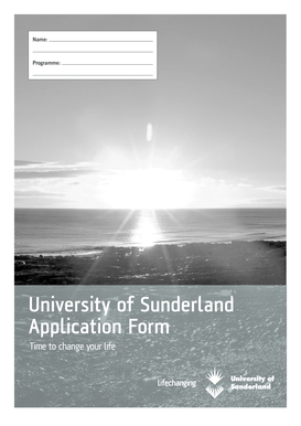 University of Sunderland Application Form