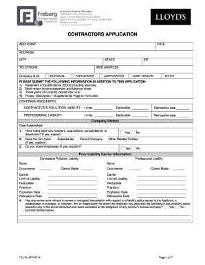 Contractors Application Form