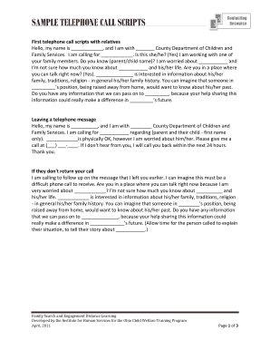 Sample Telephone Call Scripts for Family Engagement