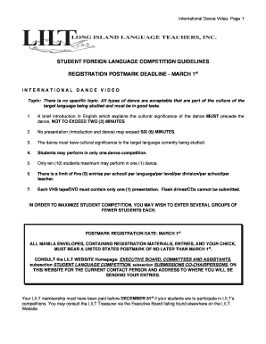 Student Foreign Language Competition Dance Video Guidelines