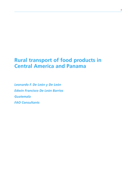 Rural Transport of Food Products in Central America and Panama