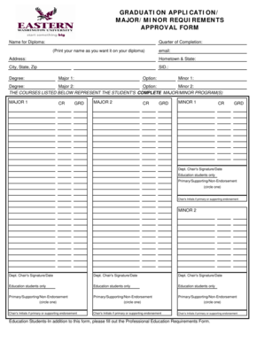 Graduation Application and Major/Minor Requirements Approval Form