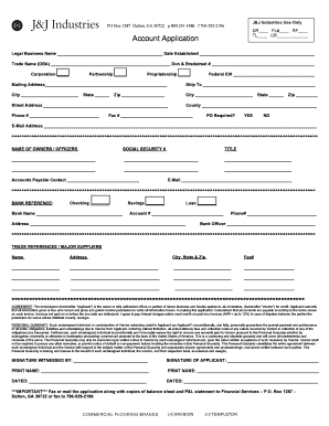 J&J Industries Account Application